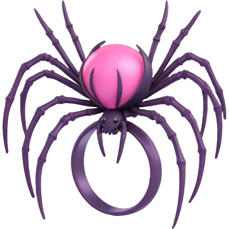 3D gothic spider ring with pink highlights, elegant and dark emoji