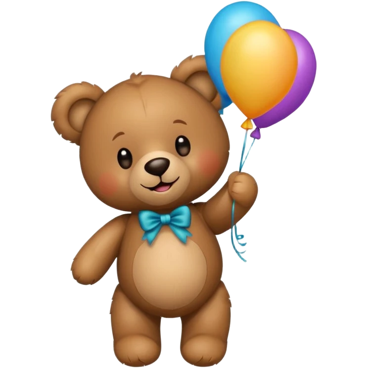 Teddy bear with colourful balloon in hand emoji