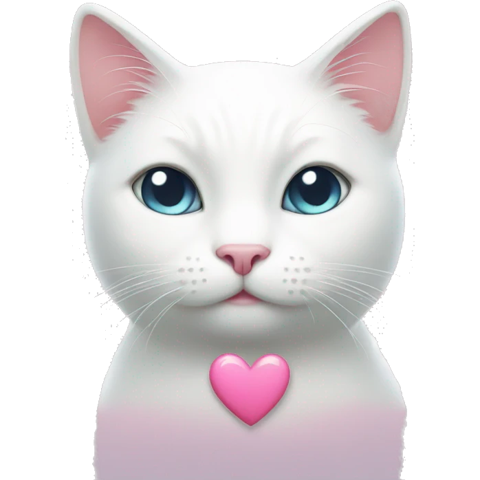 white cat with pink heart  emoji