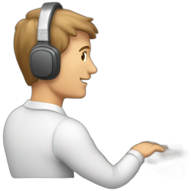 man at computer with a headsettelemarketing attendant emoji