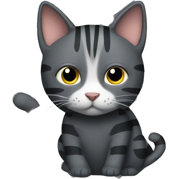 dark grey cat with stripes emoji