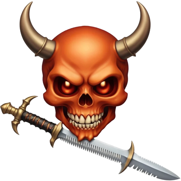 Devil skull biting a dagger emoji