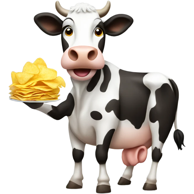 Cow eating potato chips emoji