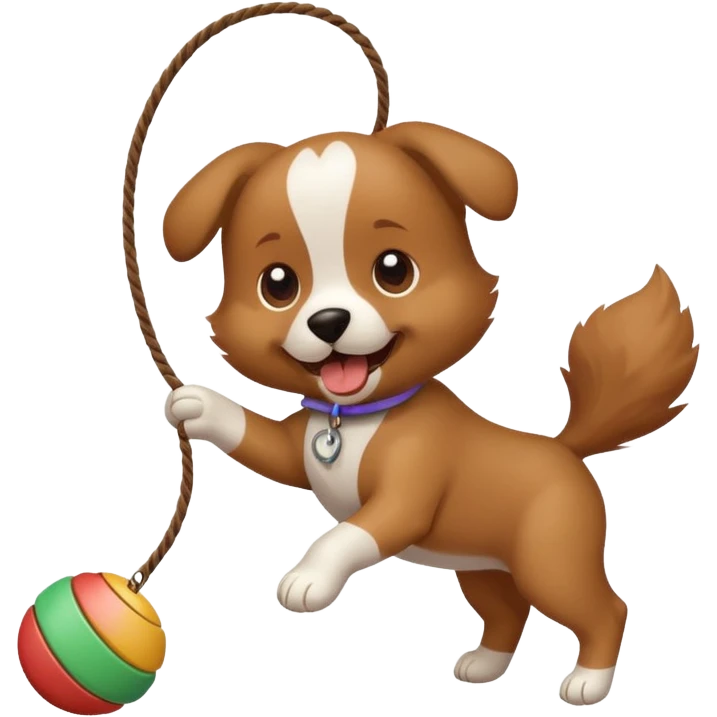 dog playing with a string toy emoji