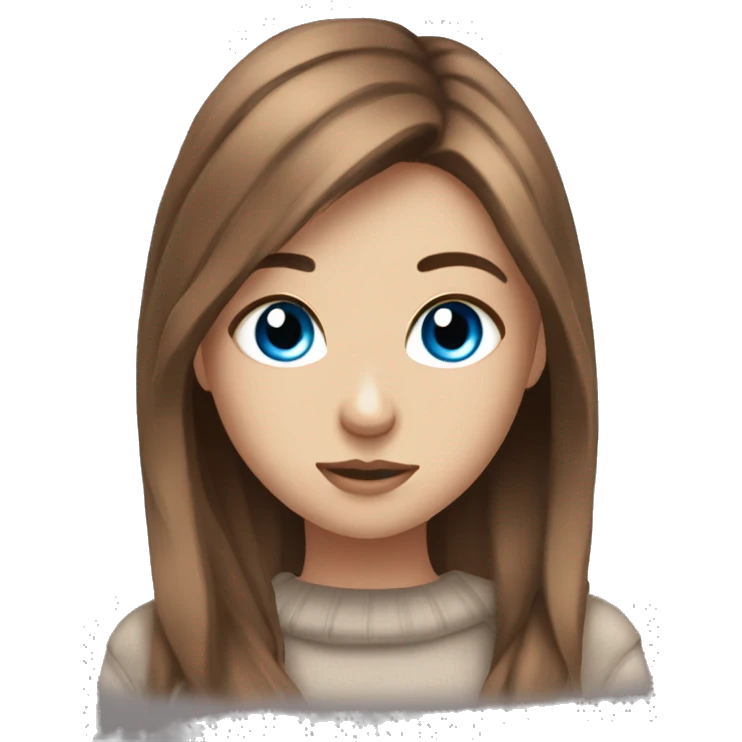 aesthetic girl blue eyes and brown hair  emoji
