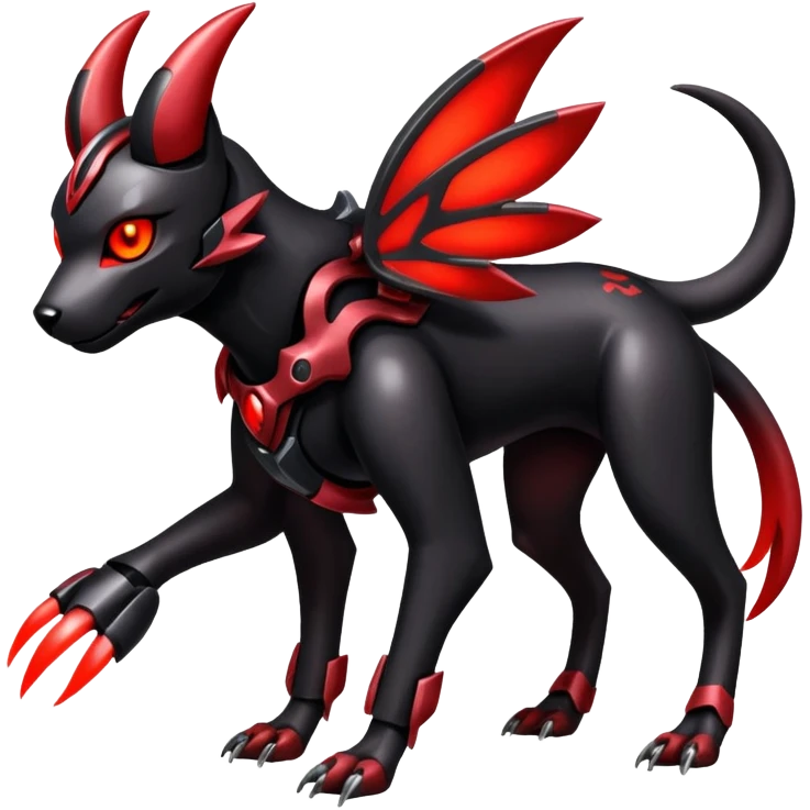 Shiny Gothic Exotic Futuristic Houndoom-Genesect-Torracat-Pokémon-Fakémon-hybrid-creature emoji