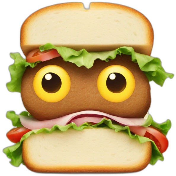 Sandwich with eyes made greeting emoji
