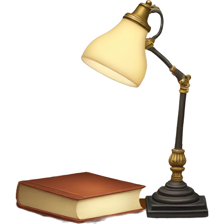 vintage lamp with open book emoji