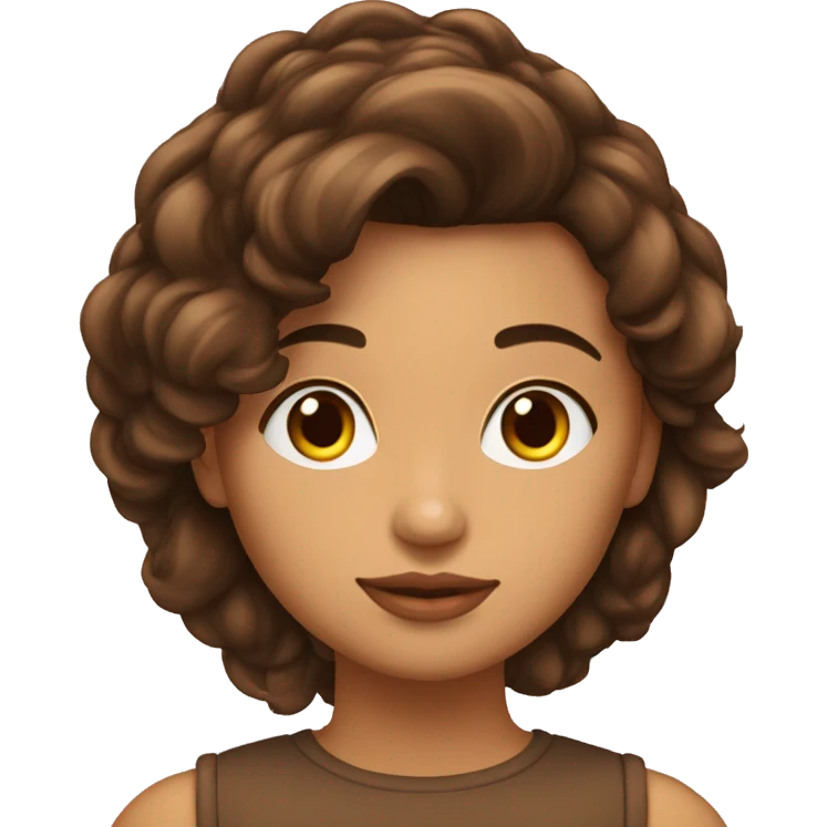 Chica con cabello largo marron y tez morena emoji