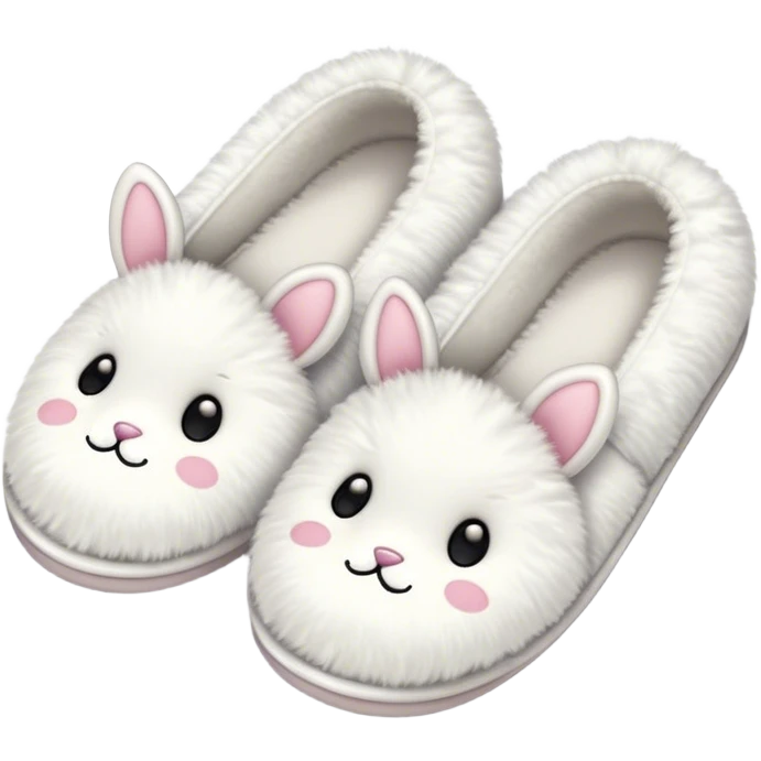 white fluffy slippers with small cute ears emoji