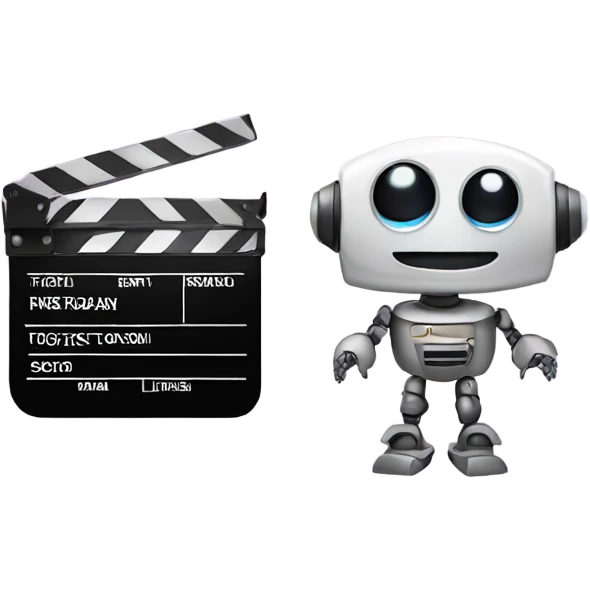 cute robot and a clapboard emoji
