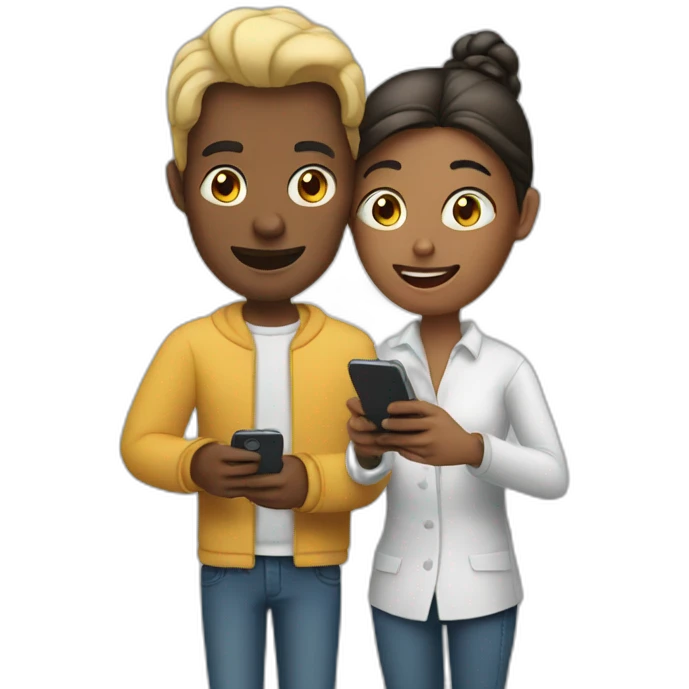 2 people using a mobile phone emoji