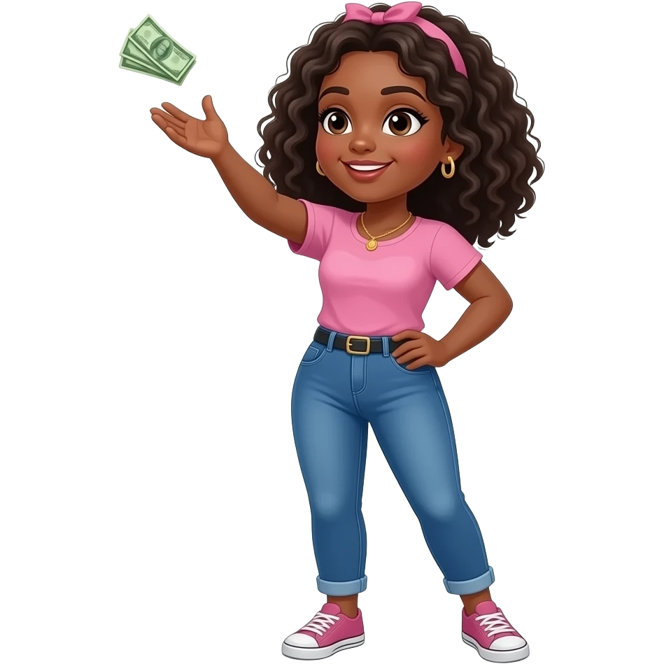 Dark skin woman throwing money emoji