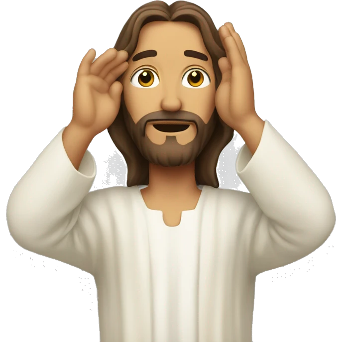 jesus cupping hand over ear emoji