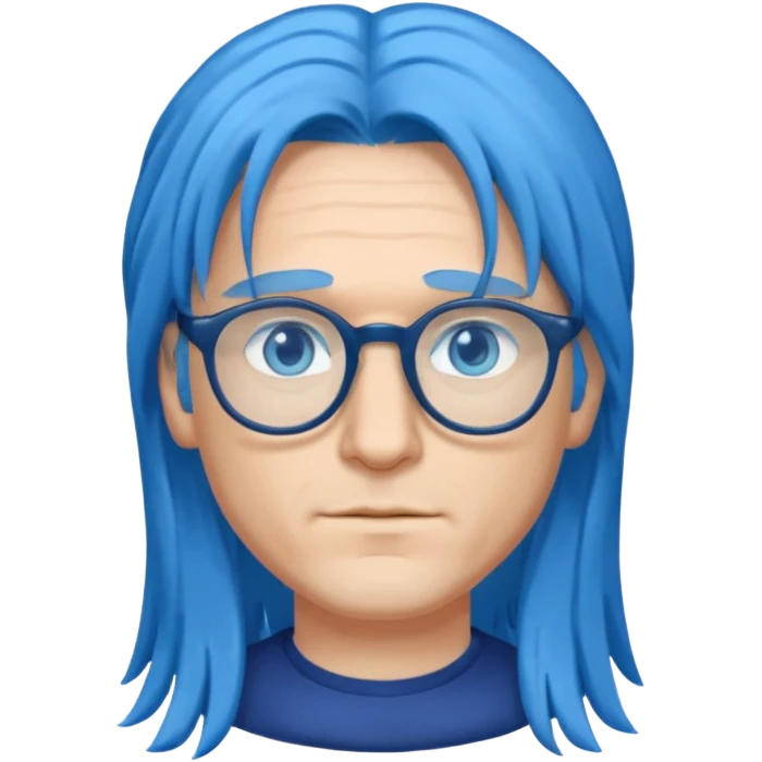 male, long blue hair, glasses emoji