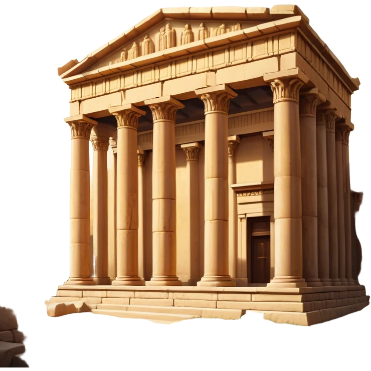 Baalbek temple – Cinematic Realistic Baalbek Temple, depicted as an ancient Roman temple complex with towering columns and intricately carved stone details, bathed in golden sunlight and dramatic shadows that evoke timeless historical grandeur. emoji