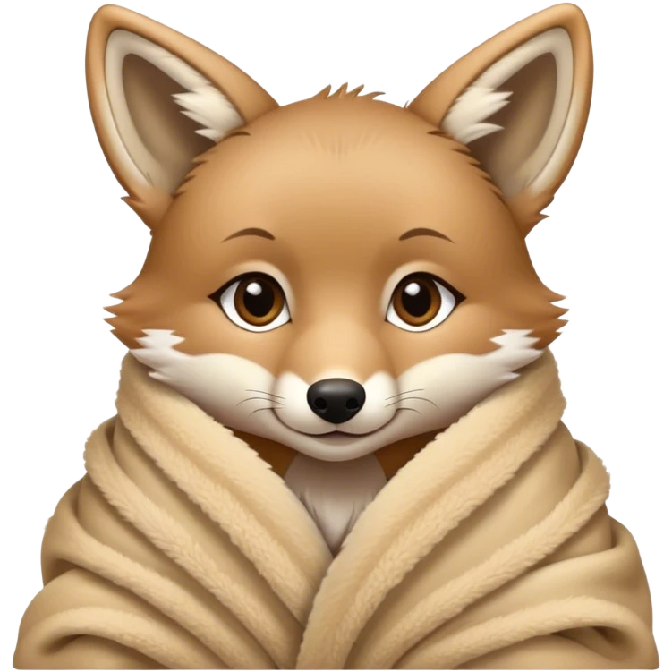 Disney-style cute baby coyote in blanket emoji