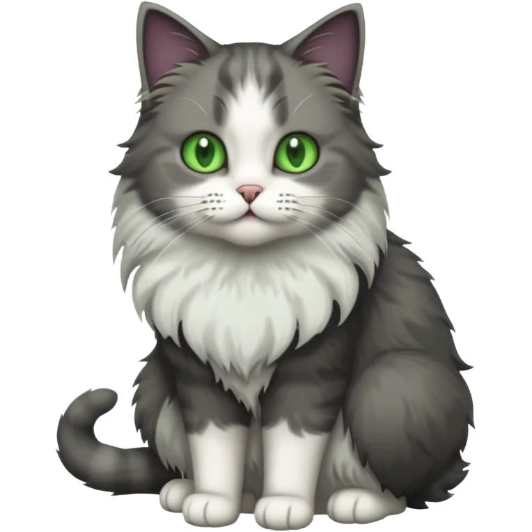 full body half dark grey and half white cat emoji