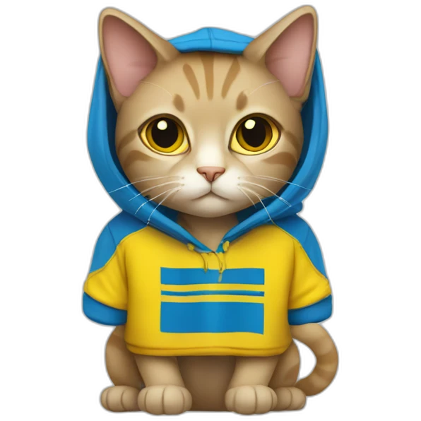 Cat in a hoodie in Ukrainian flag colors emoji