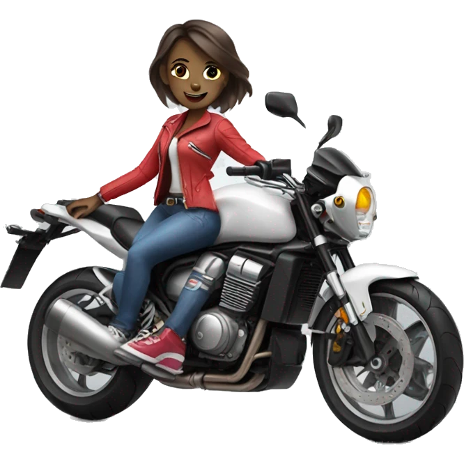 Girl on fantic motor bike emoji