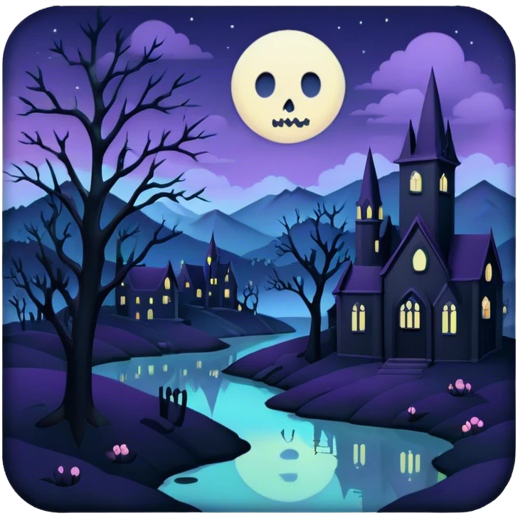 goth  eerie pastel night landscape  emoji