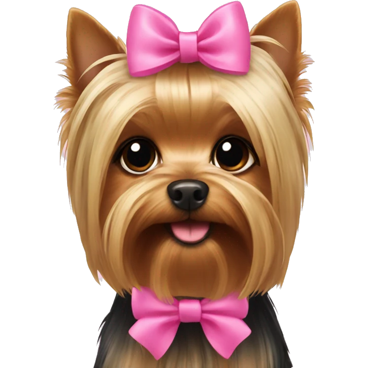 Yorkshire Terrier with pink bow emoji