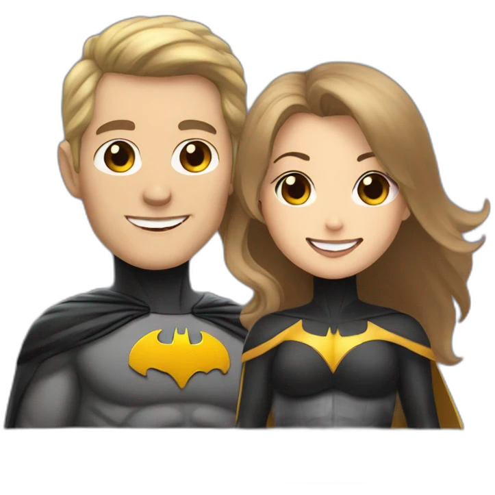 smiling batman and female light brown hair robin emoji