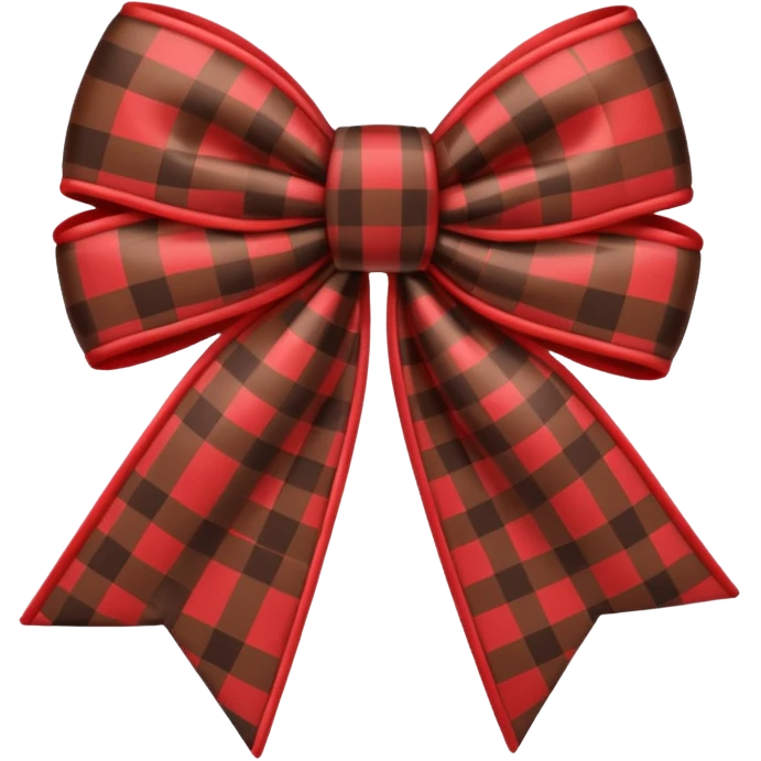 Red brown checked Bow  cute emoji