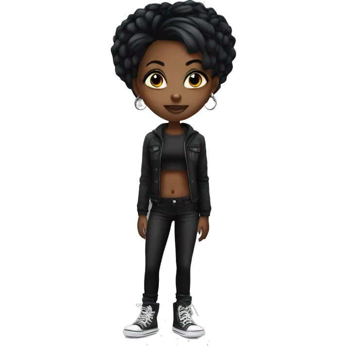 black girl with emo hair, tattoos, and piercings  emoji