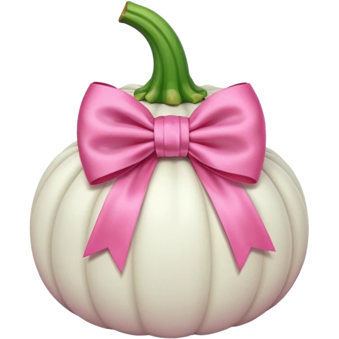 white Pumpkin with pink bow emoji