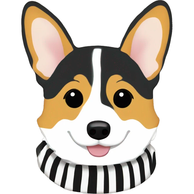 Corgi with black and yellow striped scarf emoji