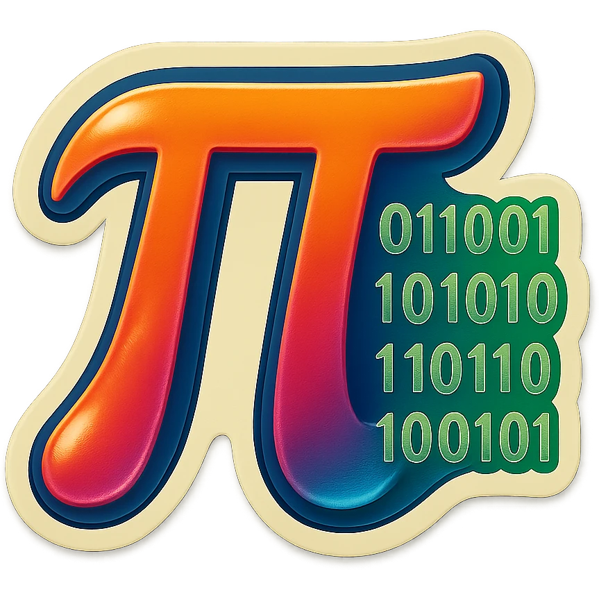  combine the π (pi) math symbol, binary code emerging from it. emoji