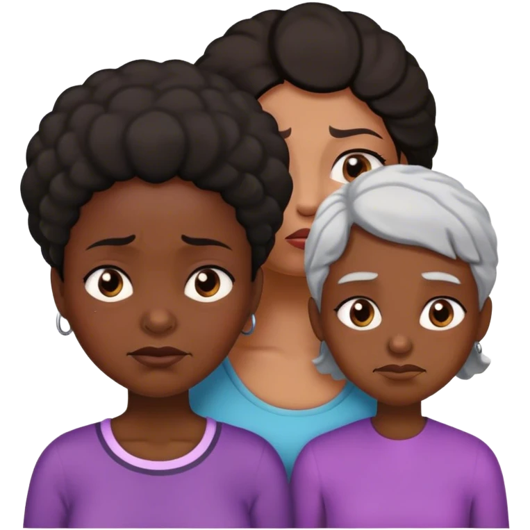 a black-skinned girl, whining and angry next to an older black lady who smile emoji
