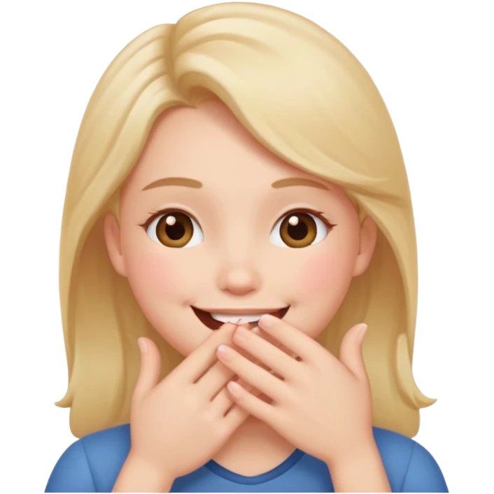 Blush hand covering the mouth looking happy emoji