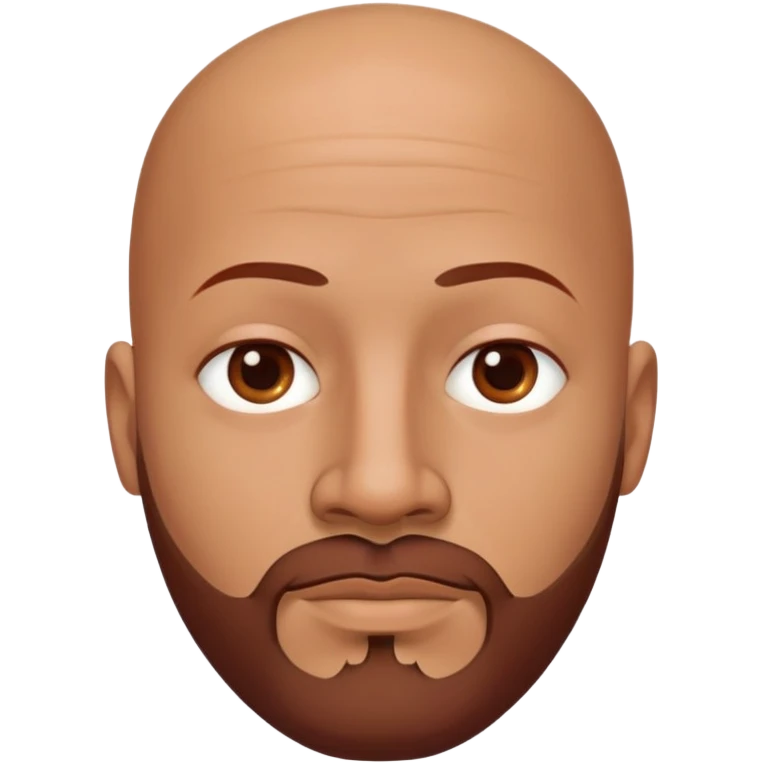 Bald man with oval smooth head, medium-dark reddish skin tone (moreno jambo), indigenous facial features, thin sparse goatee beard on chin, memoji style emoji