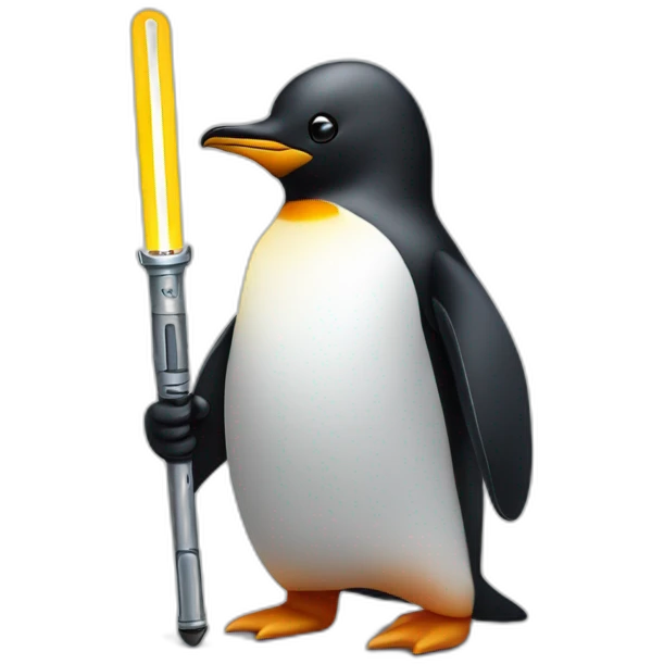 a penguin with a light sabre emoji
