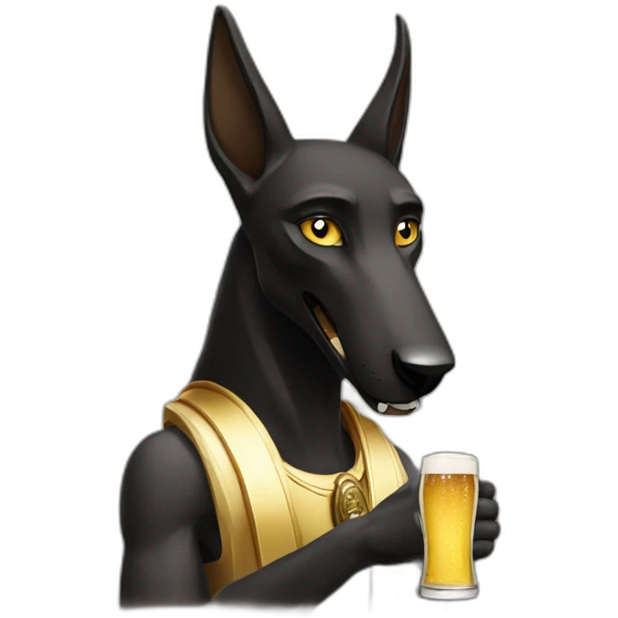 anubis drinking beer emoji