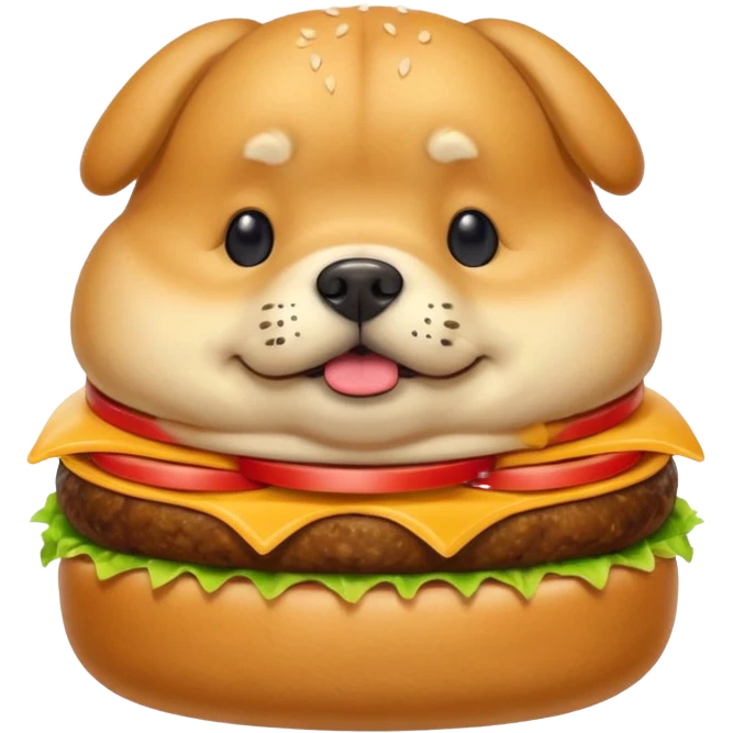 Fat dog eating hamburger  emoji