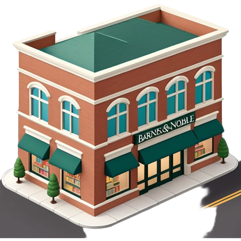 Barnes & Noble bookstore exterior, isometric dollhouse-style, highly detailed  emoji