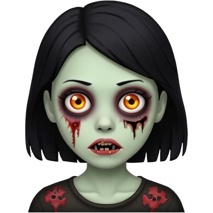 girl zombie with black hair and black background emoji