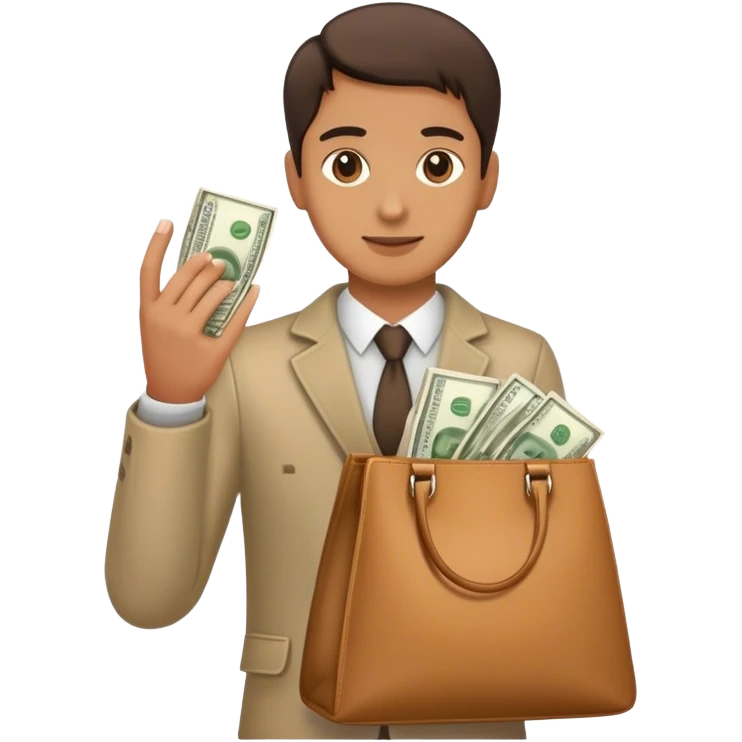one hand holding a bag of money emoji