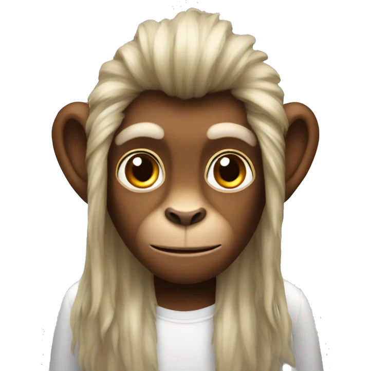 monkey with long bunny hair emoji