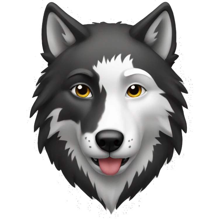 Black and white wolf emoji