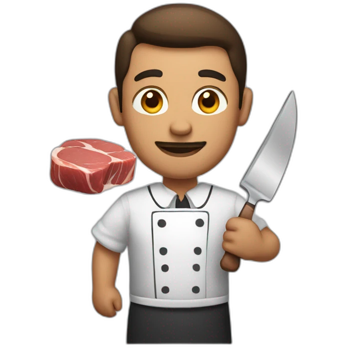 butcher with meat emoji