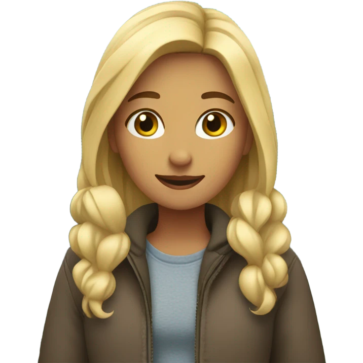 Blonde girl in the mountains with a waterfall emoji