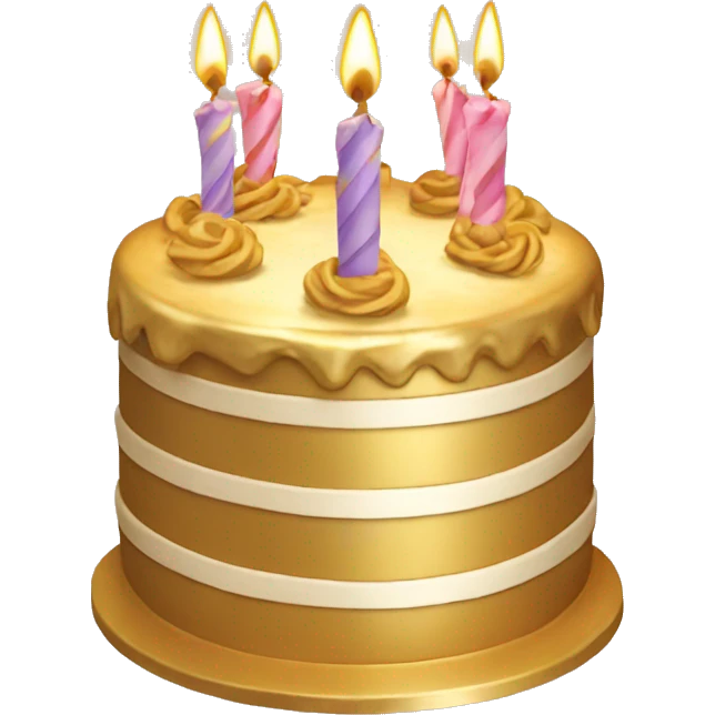 Gold birthday cake emoji