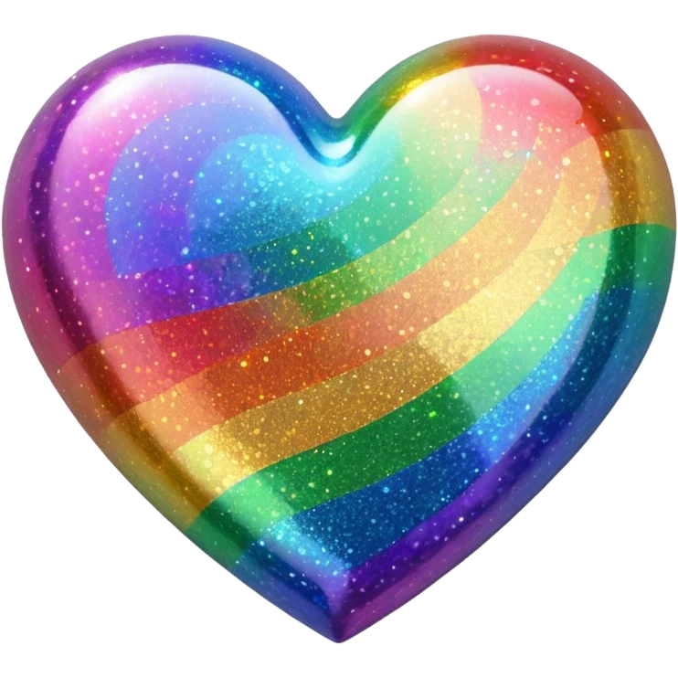 glitter heart with rainbow colors emoji