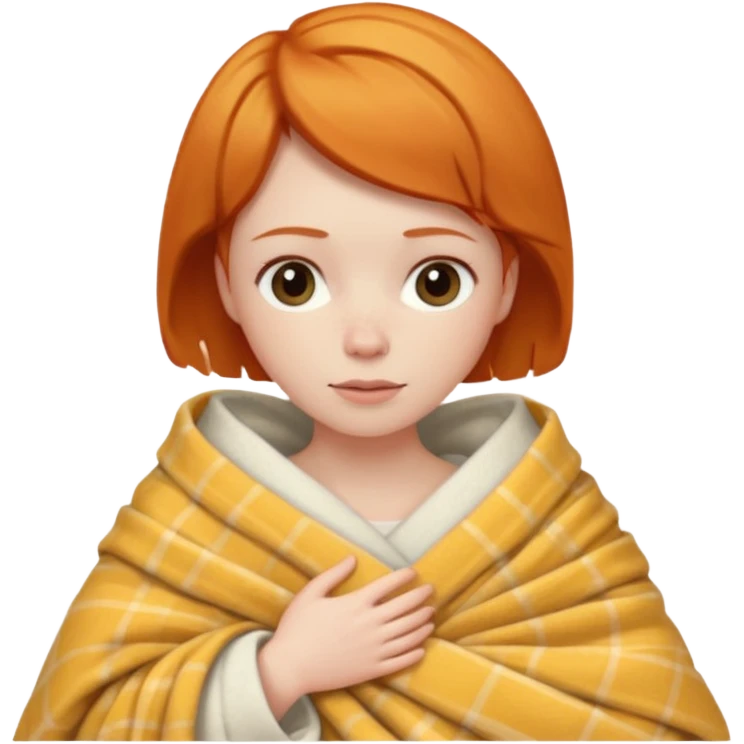 ginger woman short hair bed cuddle blanket  emoji
