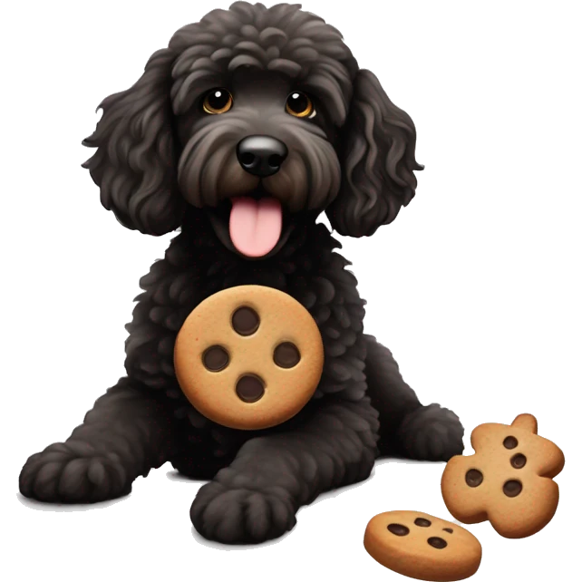 Black goldendoodle stealing a gingerbread cookie  emoji