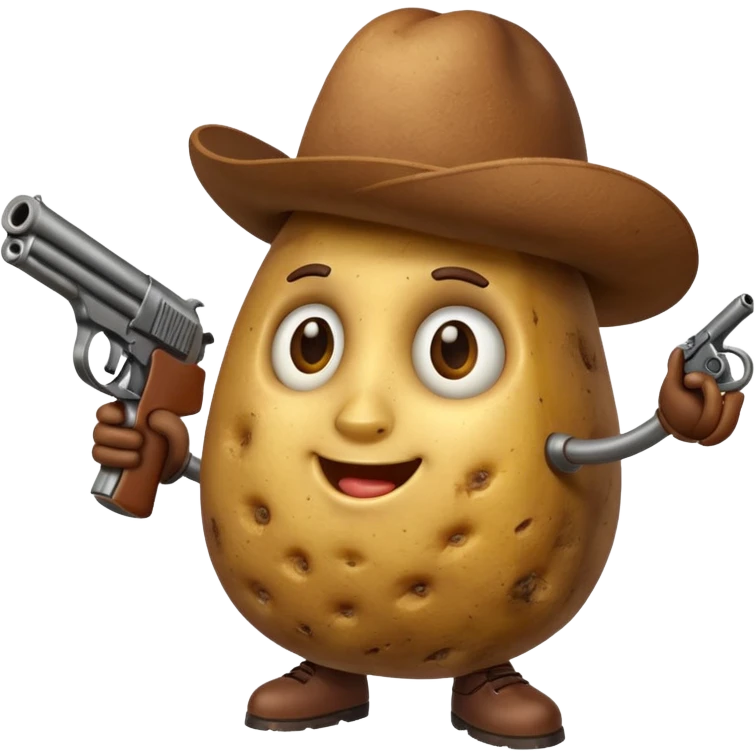 A potato with a gun emoji